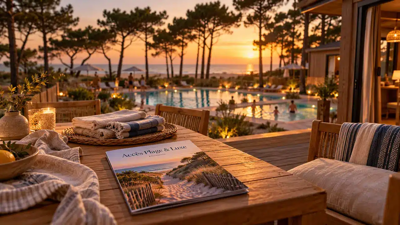 Camping luxe landes : accès plage premium au coucher du soleil