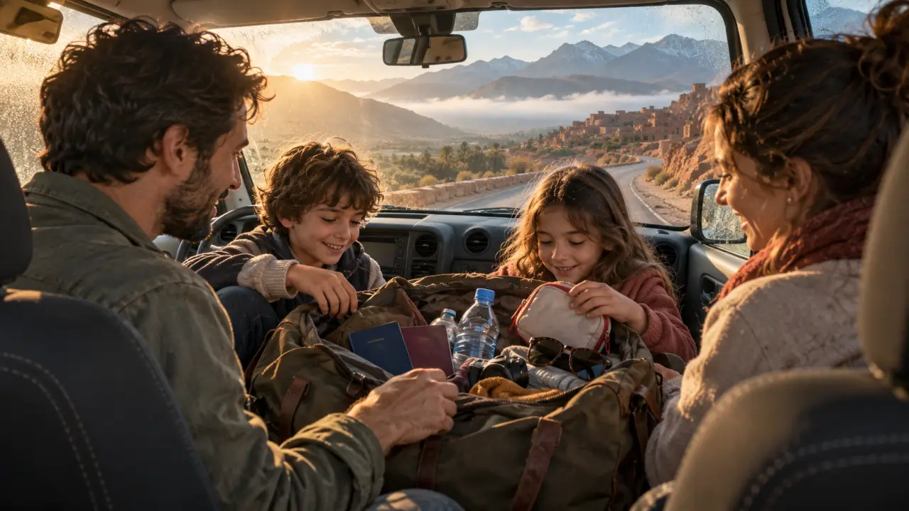 Vacances maroc famille : départ en voiture vers médinas, plage et désert